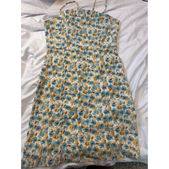 Versona Dresses & Skirts - Versona Floral Mini Dress Y2K Blue Mustard Cottagecore Size 2